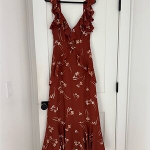 ASTR The Label - Floral Ruffle Maxi Dress in Rust